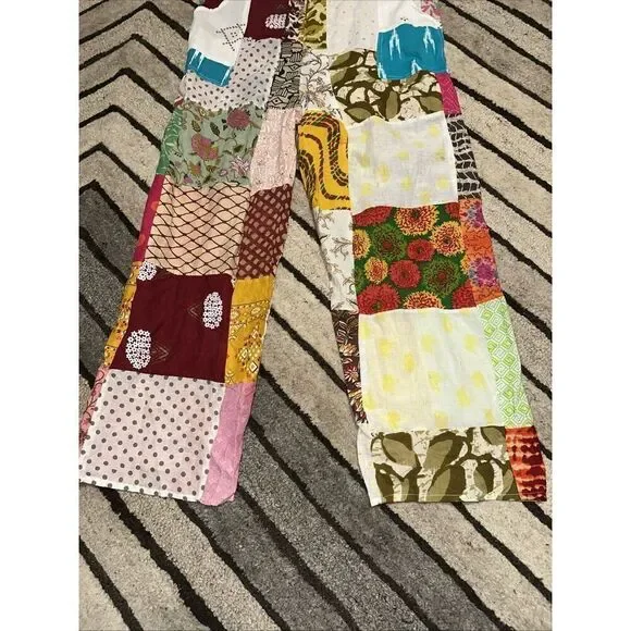 NWT Ashley Taylor Patchwork Overalls Jumpsuit Boho Hippie One Size 100% Cotton - Picture 2 of 7